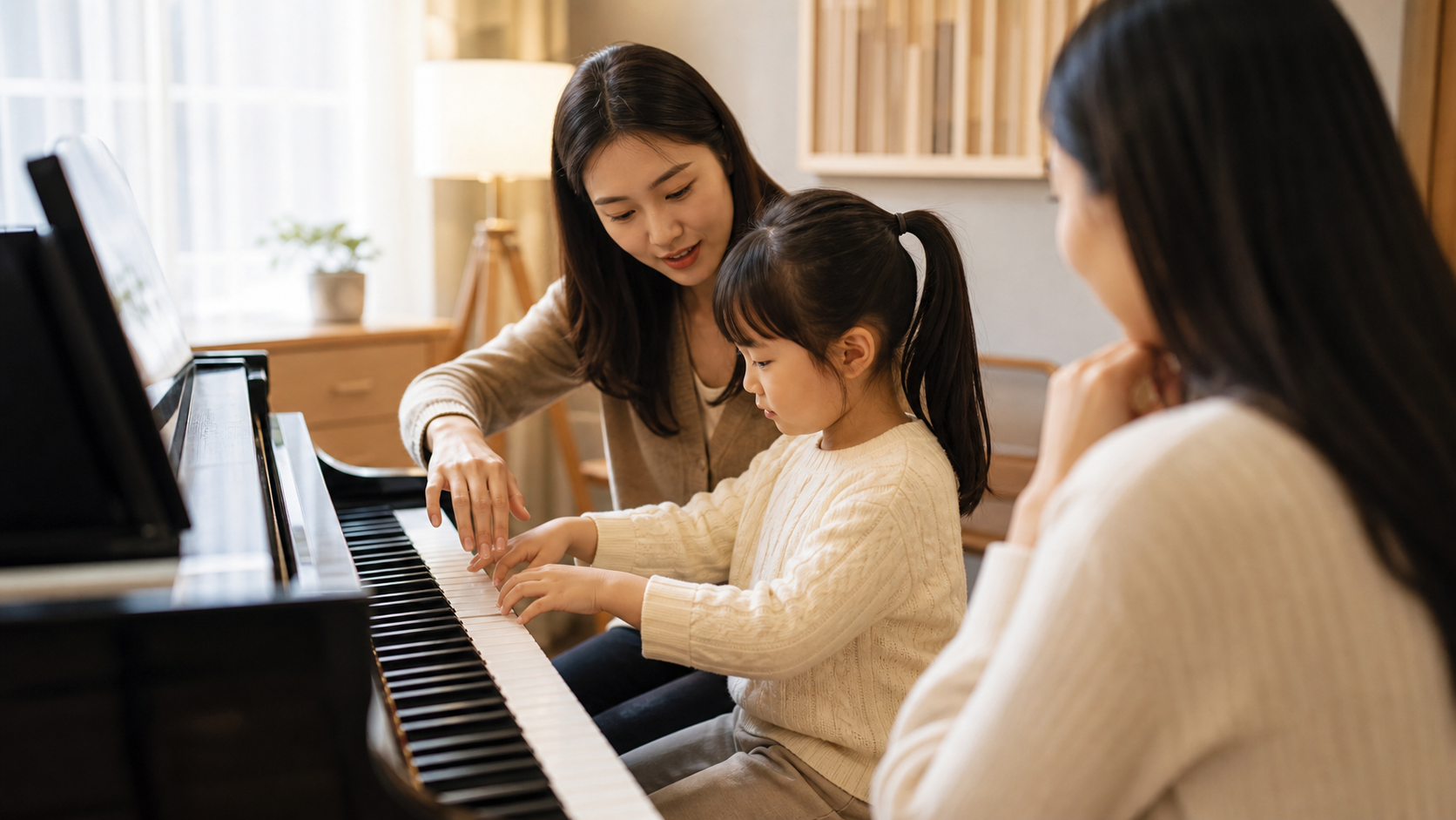 OAT Music 老师与孩子进行一对一音乐课配图